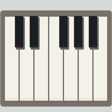 Rendered piano image with five black keys