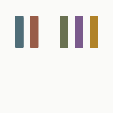 Five connected regions, each in its own color