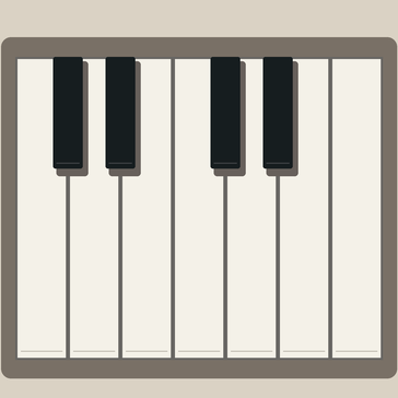 Repaired piano image with four black keys