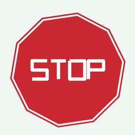 STOP sign with ten straight sides