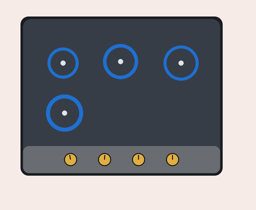 Substituted stovetop image with four burners