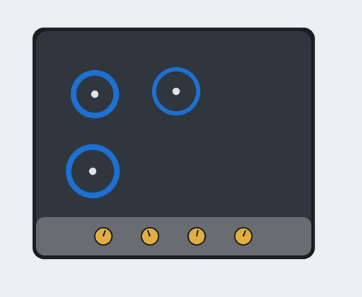 Intended stovetop image with three burners